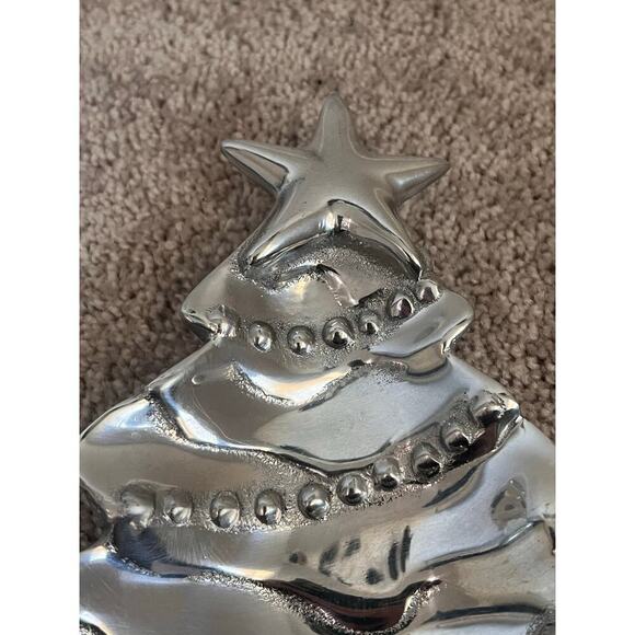 Mariposa Christmas Tree Silver Serving Tray Platter #993 Made in Mexico - Picture 3 of 7